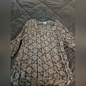 LC Lauren Conrad Green Floral Dress